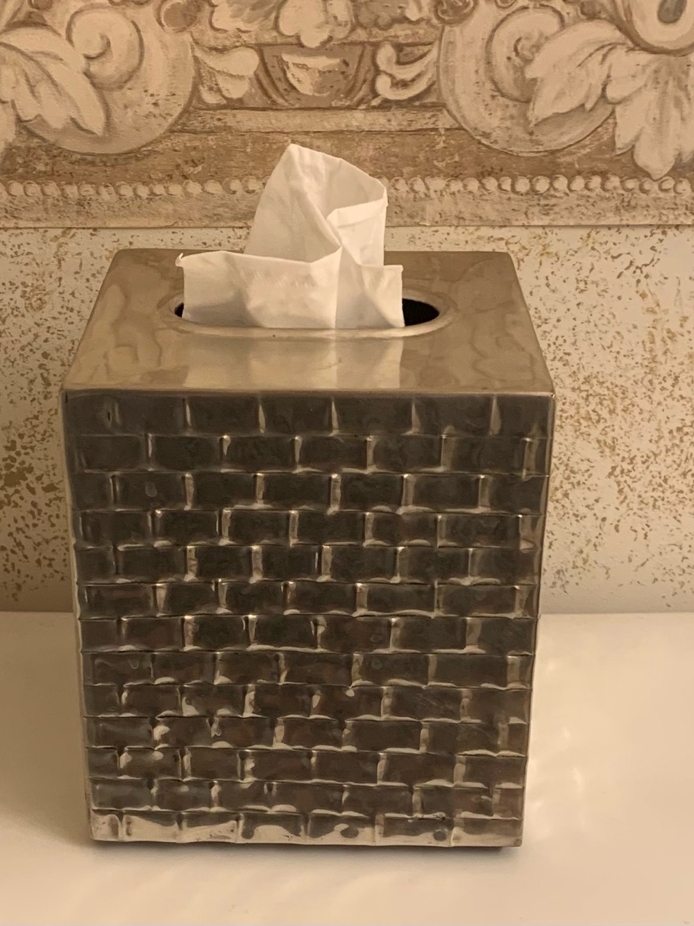 Decorative Silver Tissue Box Cover